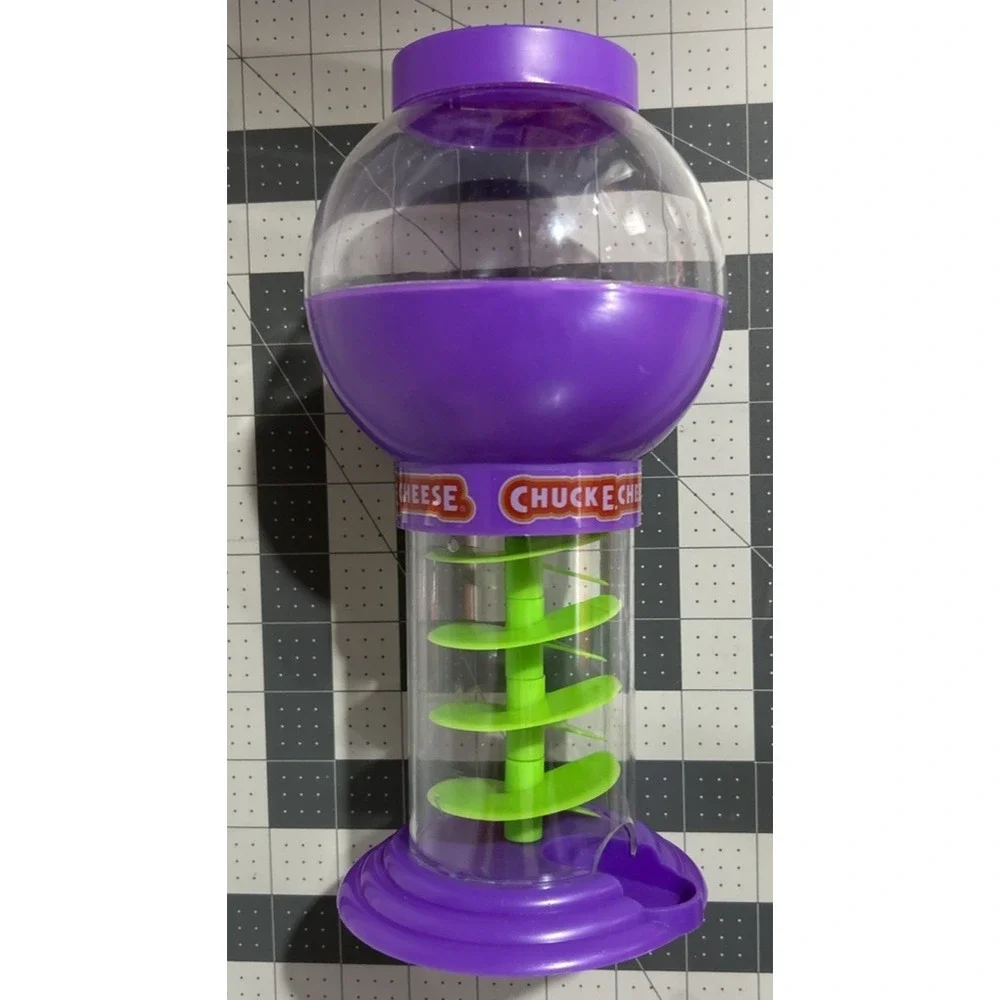 Chuck E Cheese Gumball Machine Marble Candy Purple Green Plastic Fun Toy